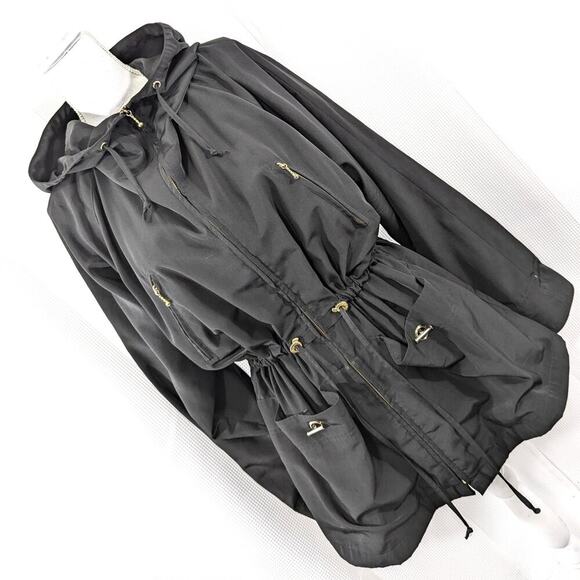 JONES NEW YORK! ADORABLY CHIC BLACK MICROFIBER UTILITY STYLE JACKET, COAT! SZ L - Picture 1 of 11